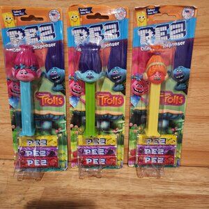 Pez Lot 3 TROLLS ~ DJ Suki, Poppy, Branch Pez Dispensers Carded Released 2024